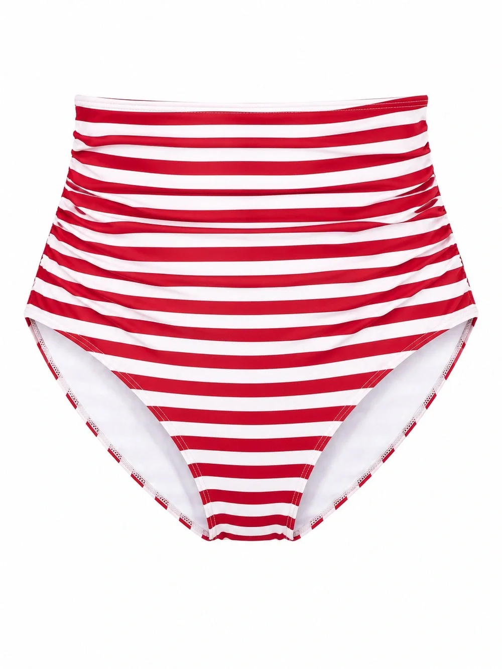 Holipick Red White Striped Ruched High Waist Bikini Bottom XL 16 NWOT
